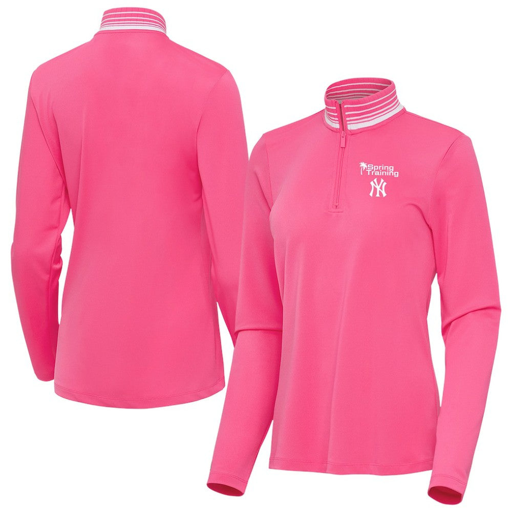 New York Yankees Antigua Women's Spring Training Palmetto Quarter-Zip Top - MLB Tops