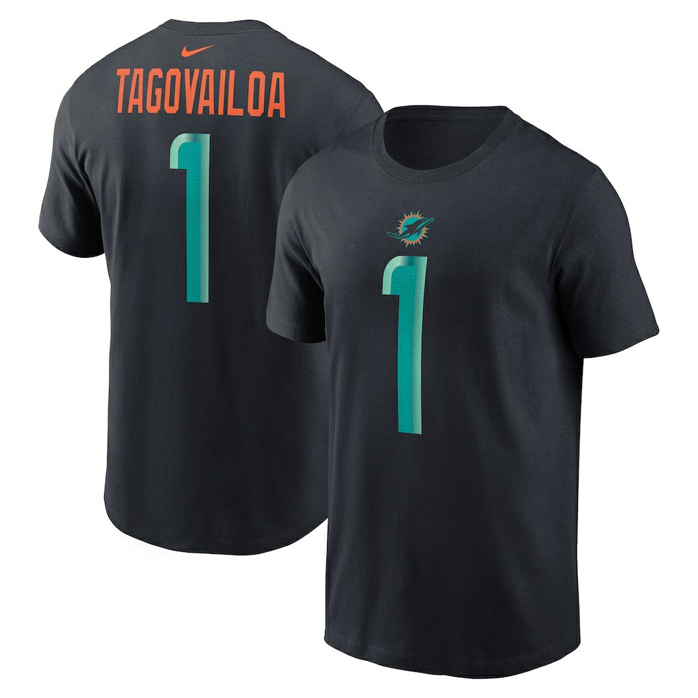 Miami Dolphins Tua Tagovailoa  2025 Rivalries Collection Player Name & Number T-Shirt | NFL Discount