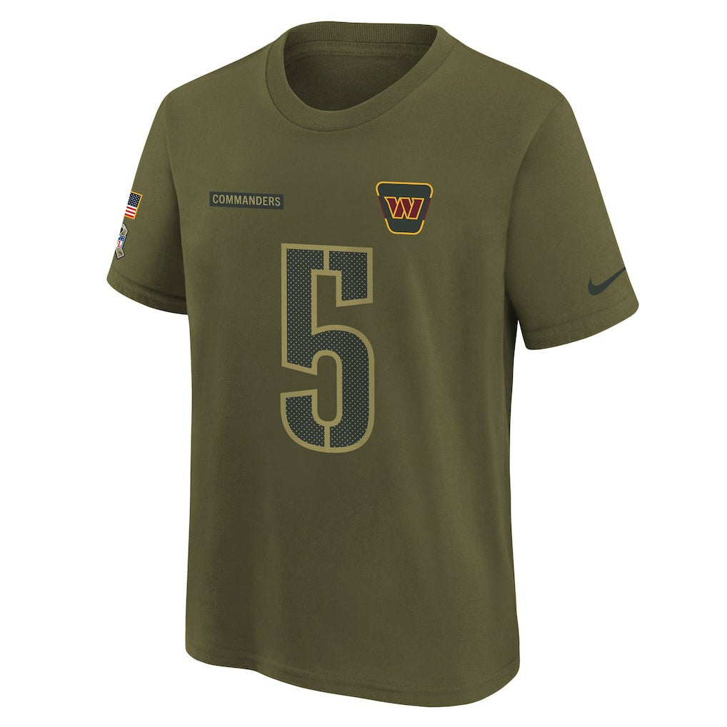 Washington Commanders Jayden Daniels  Youth 2025 Salute to Service Name & Number T-Shirt | NFL On sale