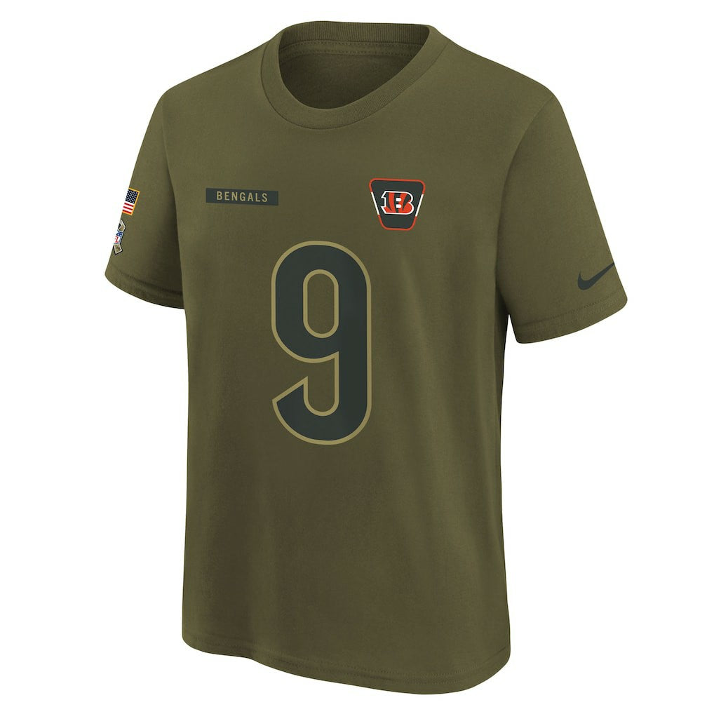 Cincinnati Bengals Joe Burrow  Youth 2025 Salute to Service Name & Number T-Shirt | NFL On sale