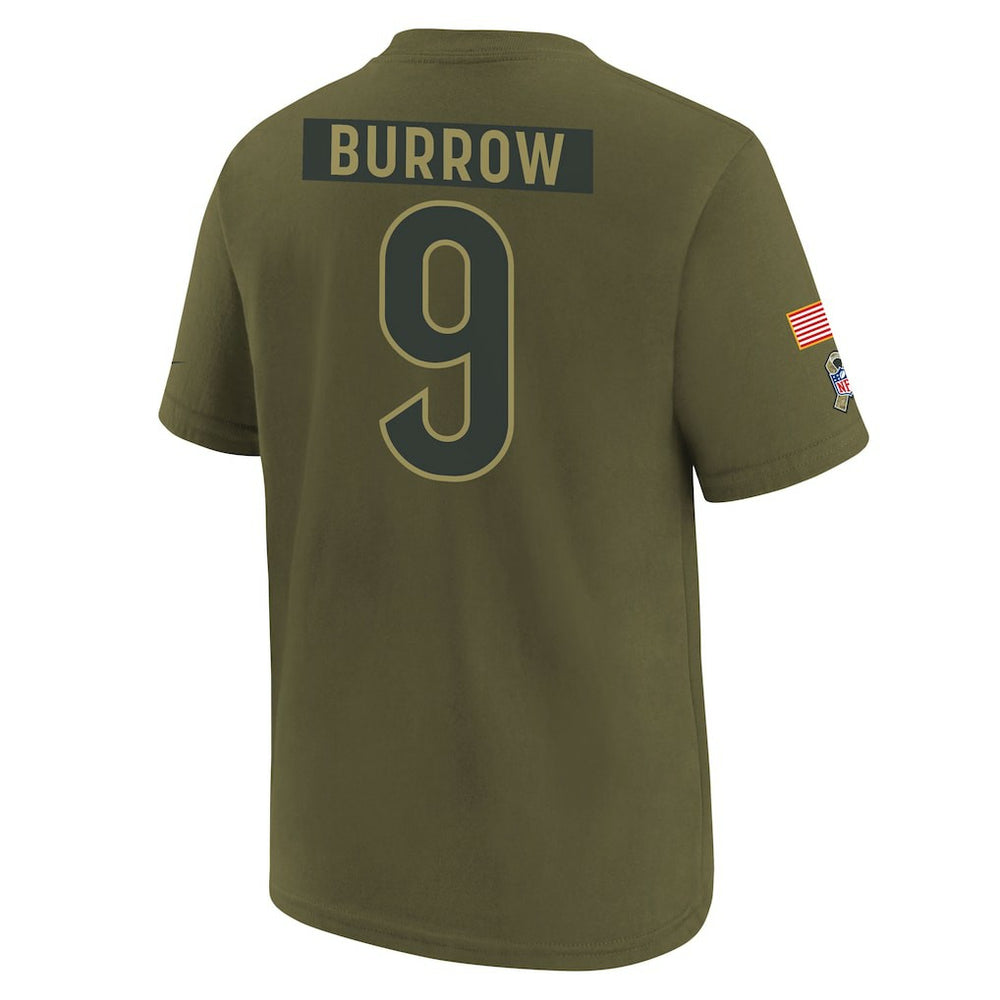Cincinnati Bengals Joe Burrow  Youth 2025 Salute to Service Name & Number T-Shirt | NFL On sale