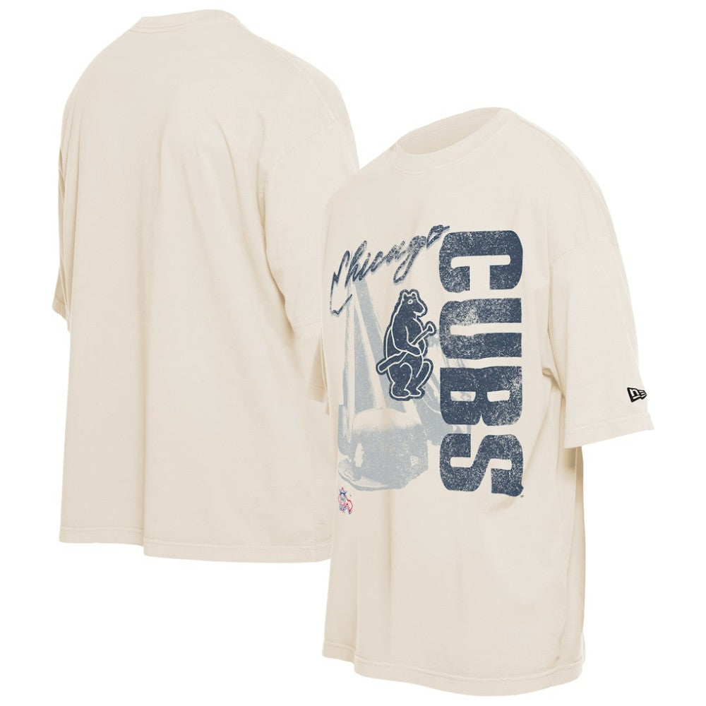 Chicago Cubs New Era Cooperstown Collection Oversized Throwback Distressed T-Shirt - MLB T-shirts