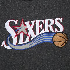 Black Philadelphia 76ers Hardwood Classics Blackout Collection Snow Washed Pullover Sweatshirt | NBA