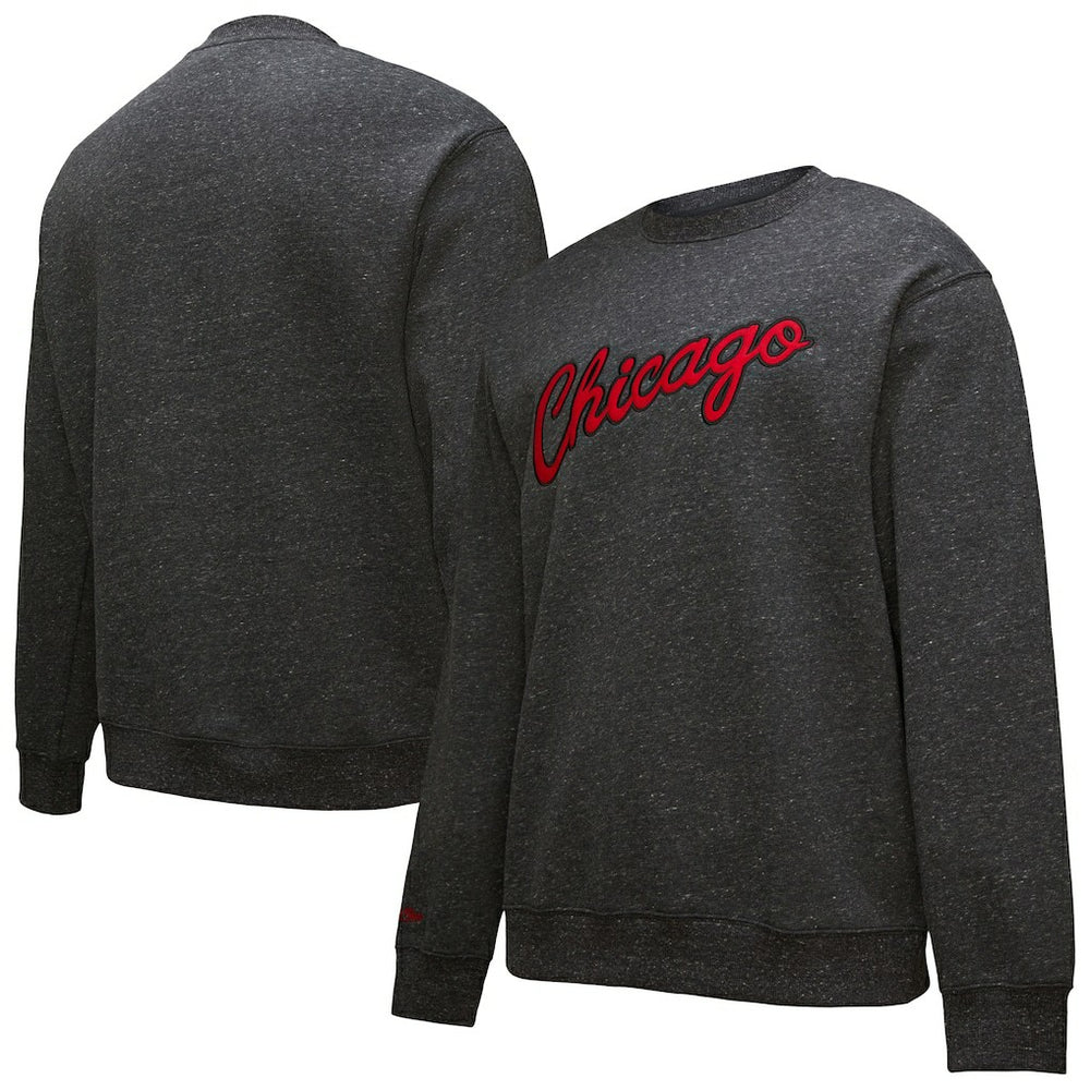 Black Chicago Bulls Hardwood Classics Blackout Collection Snow Washed Pullover Sweatshirt | NBA
