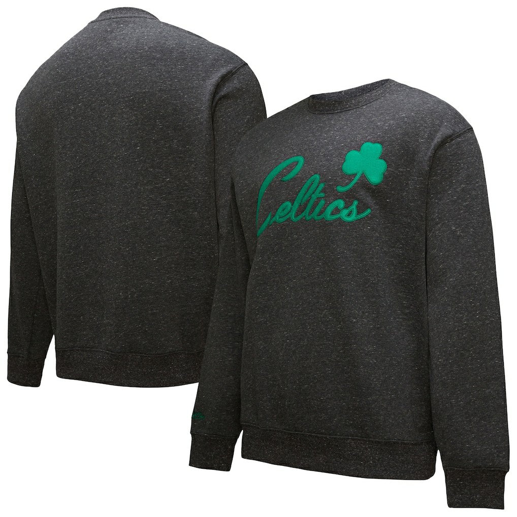 Black Boston Celtics Hardwood Classics Blackout Collection Snow Washed Pullover Sweatshirt | NBA