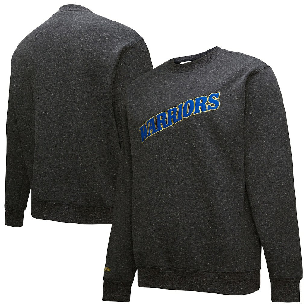 Black Golden State Warriors Black Out Collection Snow Washed Vintage Logo Pullover Sweatshirt sale | NBA