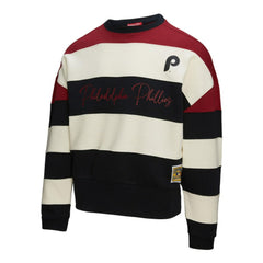 Philadelphia Phillies Mitchell & Ness Women's Cooperstown Collection Blocked Fleece Pullover Sweatshirt- Burgundy/Black - MLB Pullover