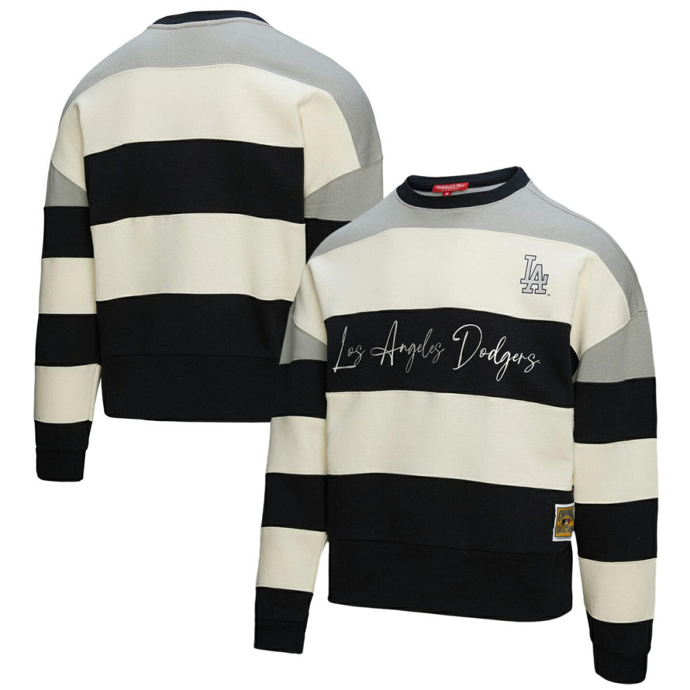 Los Angeles Dodgers Mitchell & Ness Women's Cooperstown Collection Blocked Fleece Pullover Sweatshirt- Gray/Black - MLB Pullover