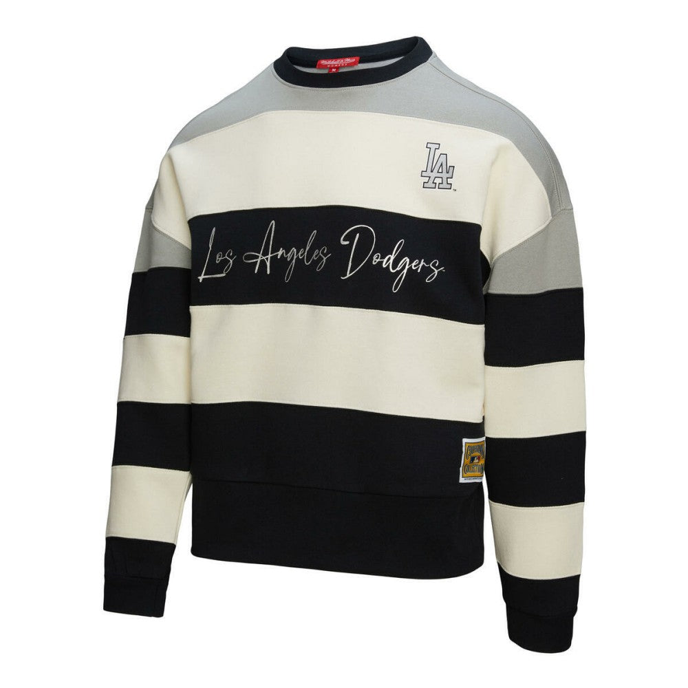 Los Angeles Dodgers Mitchell & Ness Women's Cooperstown Collection Blocked Fleece Pullover Sweatshirt- Gray/Black - MLB Pullover