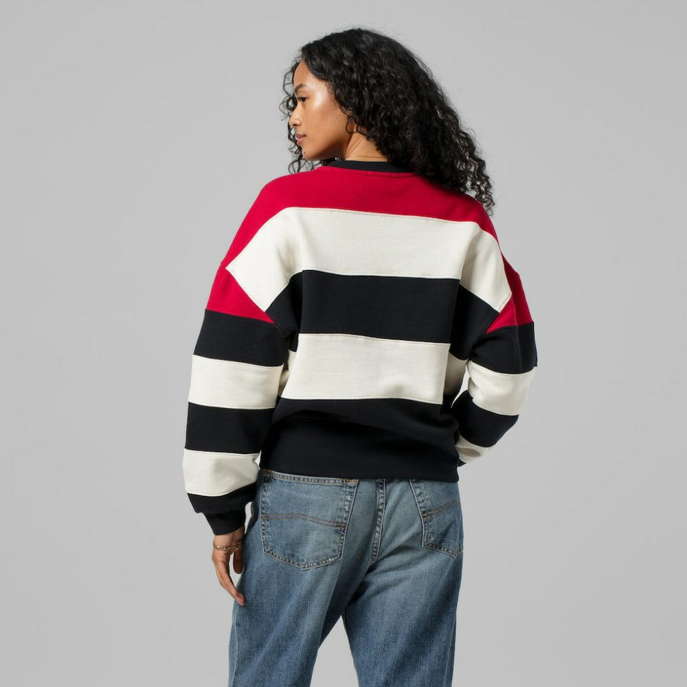 Atlanta Braves Mitchell & Ness Women's Cooperstown Collection Blocked Fleece Pullover Sweatshirt- Red/Black - MLB Pullover