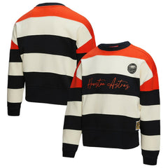 Houston Astros Mitchell & Ness Women's Cooperstown Collection Blocked Fleece Pullover Sweatshirt- Orange/Black - MLB Pullover