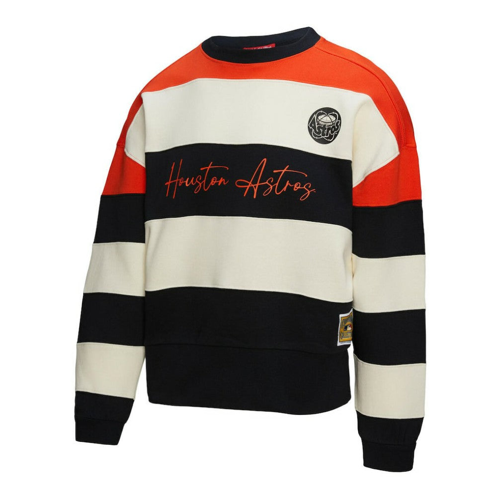 Houston Astros Mitchell & Ness Women's Cooperstown Collection Blocked Fleece Pullover Sweatshirt- Orange/Black - MLB Pullover
