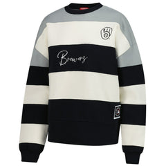 Milwaukee Brewers Mitchell & Ness Women's Cooperstown Collection Blocked Fleece Pullover Sweatshirt- Gray/Black - MLB Pullover