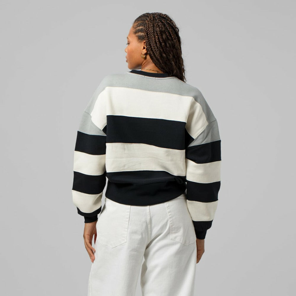 Milwaukee Brewers Mitchell & Ness Women's Cooperstown Collection Blocked Fleece Pullover Sweatshirt- Gray/Black - MLB Pullover