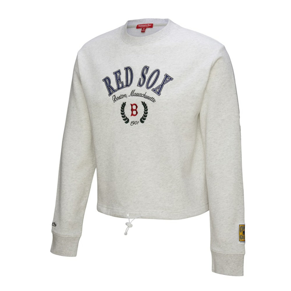 Boston Red Sox Mitchell & Ness Women's Cropped Toggle Pullover Sweatshirt - MLB Pullover