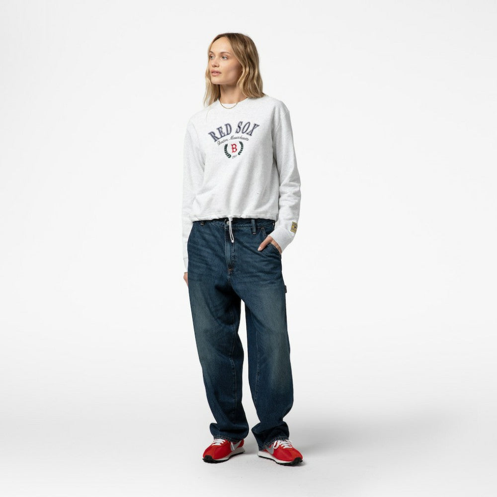 Boston Red Sox Mitchell & Ness Women's Cropped Toggle Pullover Sweatshirt - MLB Pullover