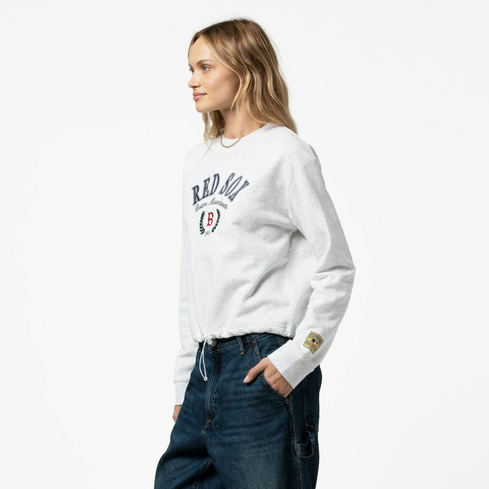 Boston Red Sox Mitchell & Ness Women's Cropped Toggle Pullover Sweatshirt - MLB Pullover