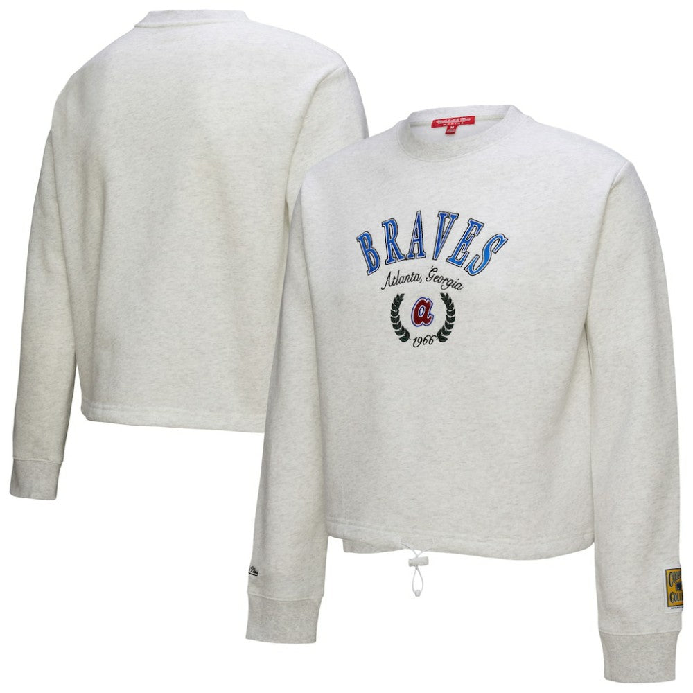 Atlanta Braves Mitchell & Ness Women's Cropped Toggle Pullover Sweatshirt - MLB Pullover