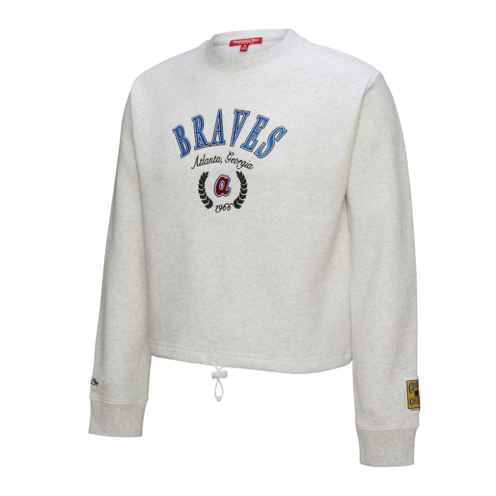 Atlanta Braves Mitchell & Ness Women's Cropped Toggle Pullover Sweatshirt - MLB Pullover