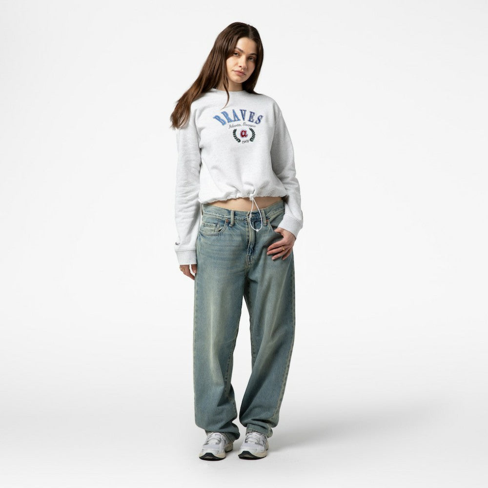 Atlanta Braves Mitchell & Ness Women's Cropped Toggle Pullover Sweatshirt - MLB Pullover