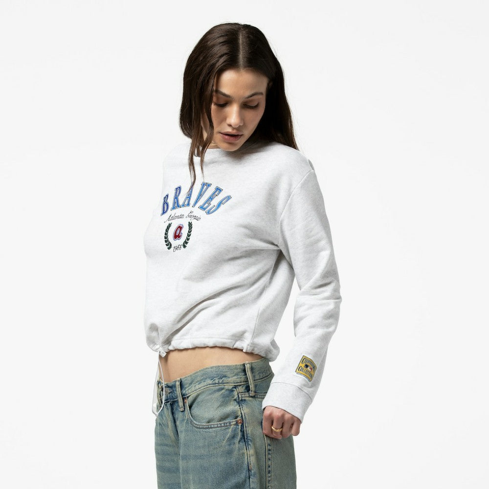 Atlanta Braves Mitchell & Ness Women's Cropped Toggle Pullover Sweatshirt - MLB Pullover