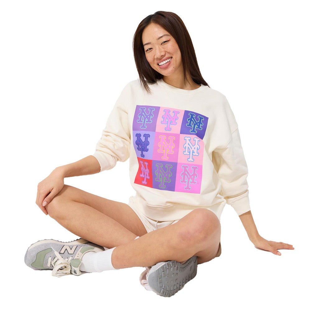 New York Mets Terez Women's Technicolor  Oversized Pullover Sweatshirt - MLB Pullover