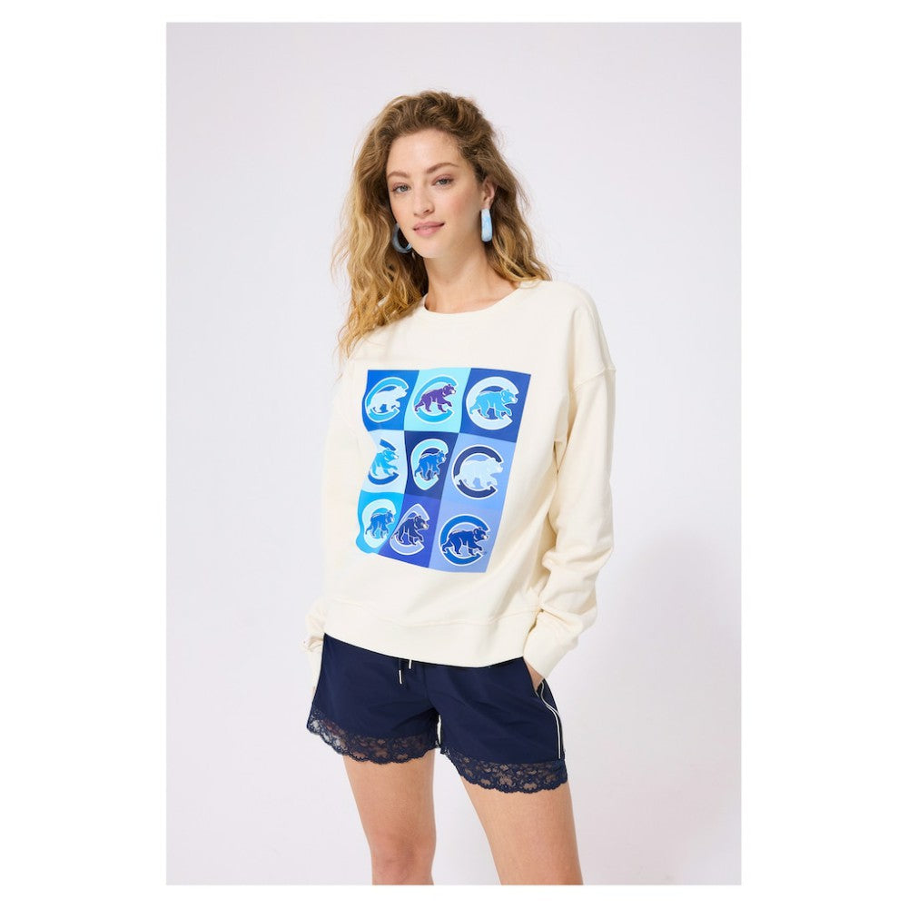 Chicago Cubs Terez Women's Technicolor  Oversized Pullover Sweatshirt - MLB Pullover