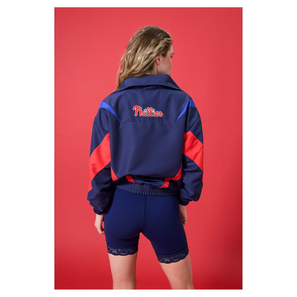 Philadelphia Phillies Terez Women's Ripstop Chevron Quarter-Zip Pullover - MLB Pullover