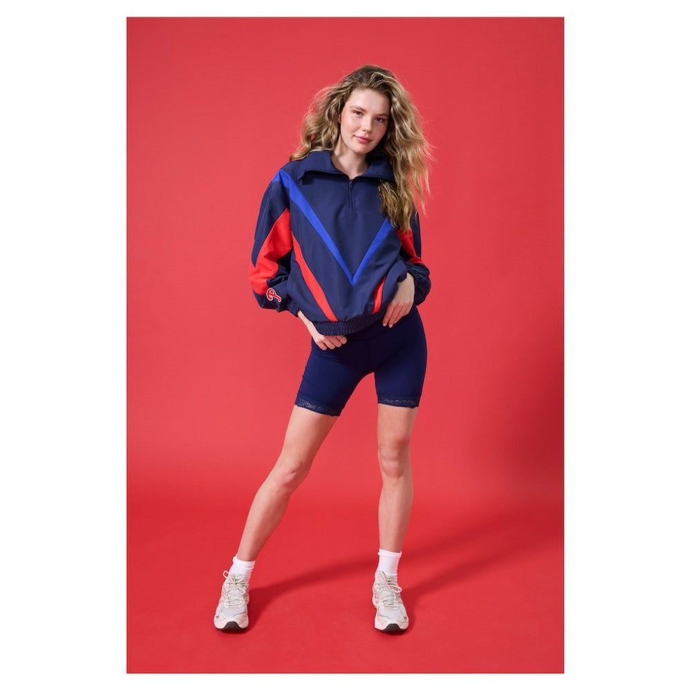 Philadelphia Phillies Terez Women's Ripstop Chevron Quarter-Zip Pullover - MLB Pullover
