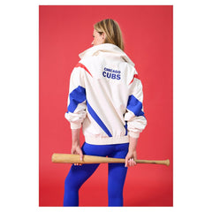 Chicago Cubs Terez Women's Ripstop Chevron Quarter-Zip Pullover - MLB Pullover