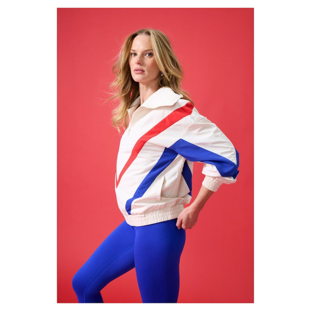Chicago Cubs Terez Women's Ripstop Chevron Quarter-Zip Pullover - MLB Pullover
