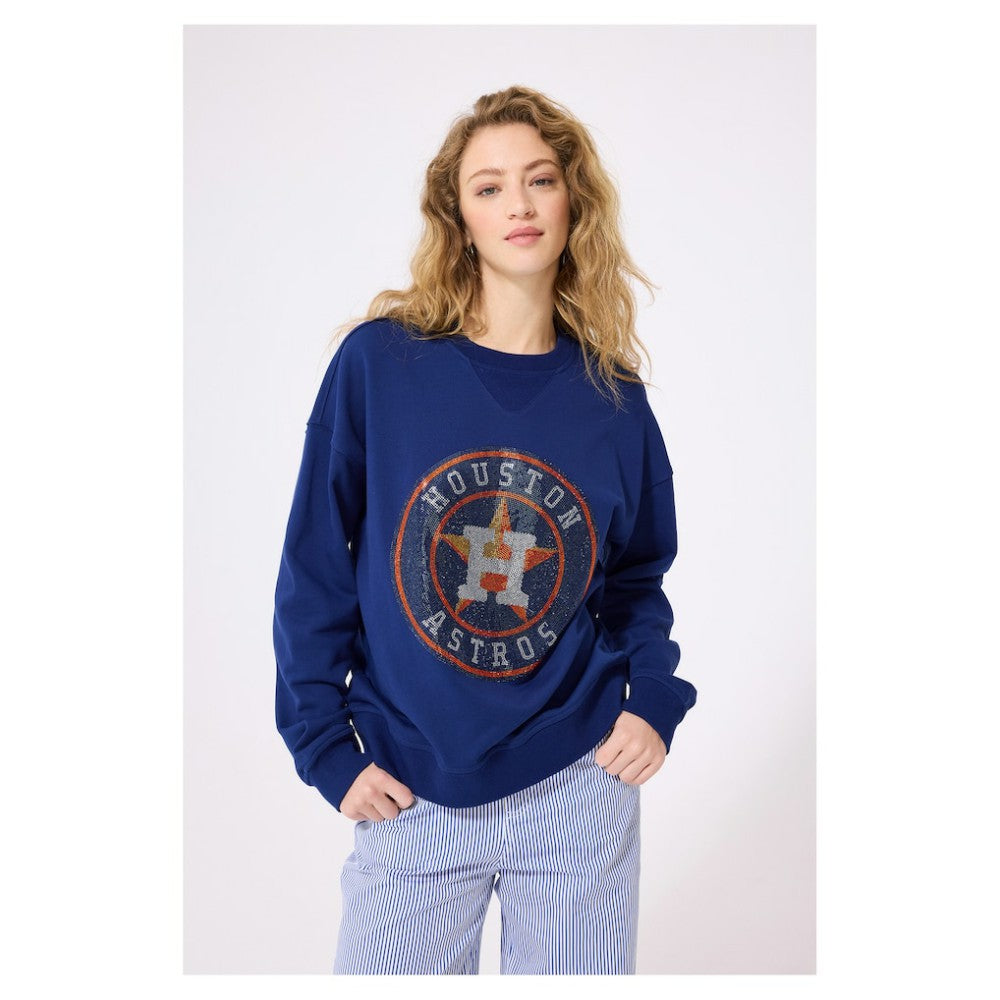Houston Astros Terez Women's Oversized Gemstone Logo Sweatshirt - MLB Sweatshirts