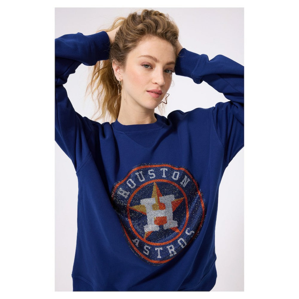 Houston Astros Terez Women's Oversized Gemstone Logo Sweatshirt - MLB Sweatshirts