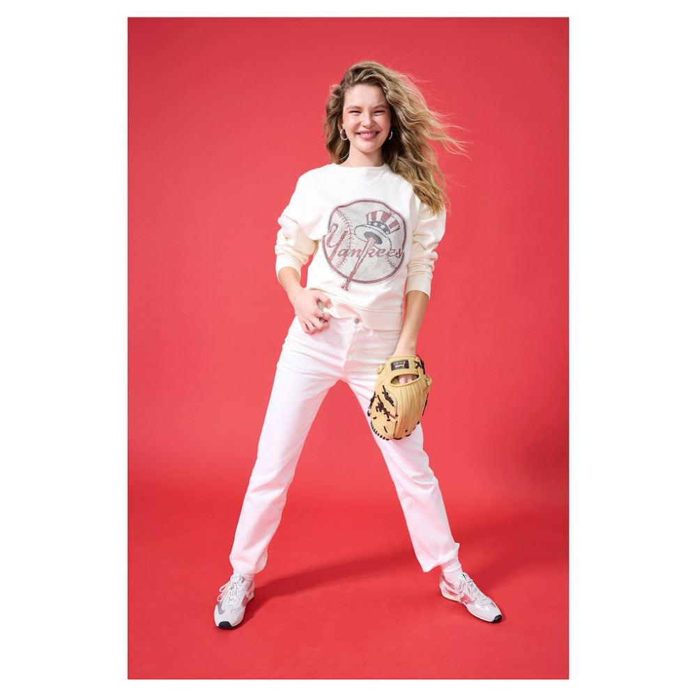 New York Yankees Terez Women's Oversized Gemstone Logo Sweatshirt - MLB Sweatshirts