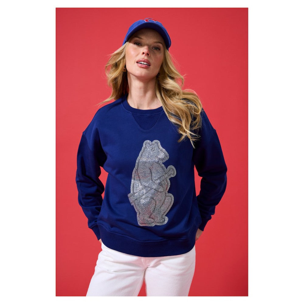 Chicago Cubs Terez Women's Oversized Gemstone Logo Sweatshirt - MLB Sweatshirts