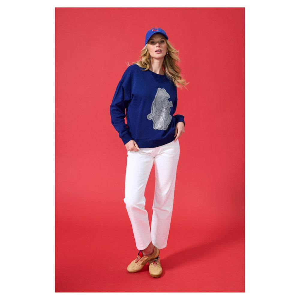 Chicago Cubs Terez Women's Oversized Gemstone Logo Sweatshirt - MLB Sweatshirts