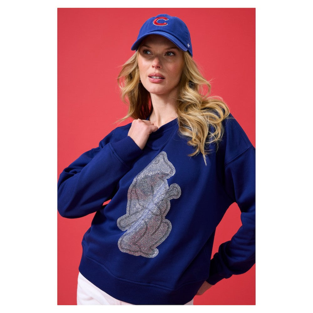 Chicago Cubs Terez Women's Oversized Gemstone Logo Sweatshirt - MLB Sweatshirts