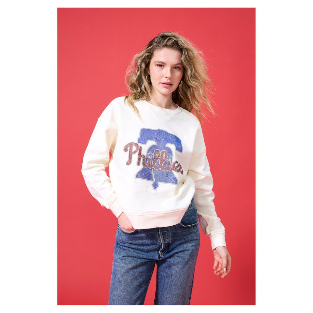 Philadelphia Phillies Terez Women's Oversized Gemstone Logo Sweatshirt - MLB Sweatshirts