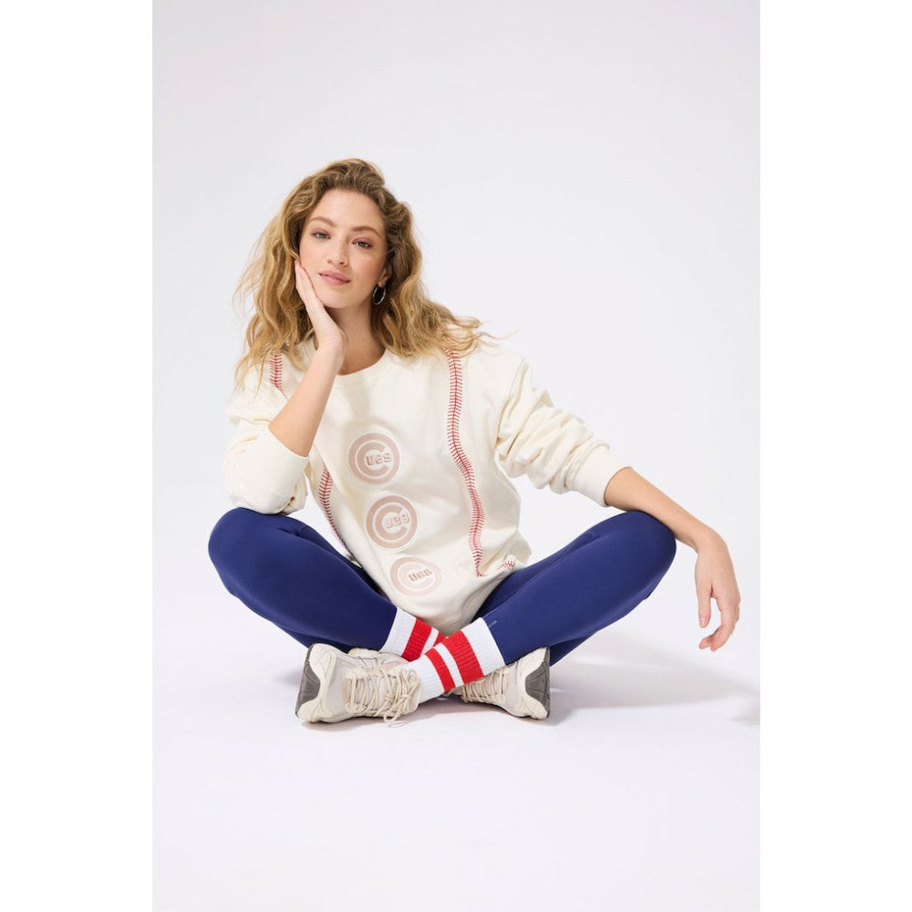 Chicago Cubs Terez Women's Baseball Stitch Pullover Sweatshirt - MLB Pullover