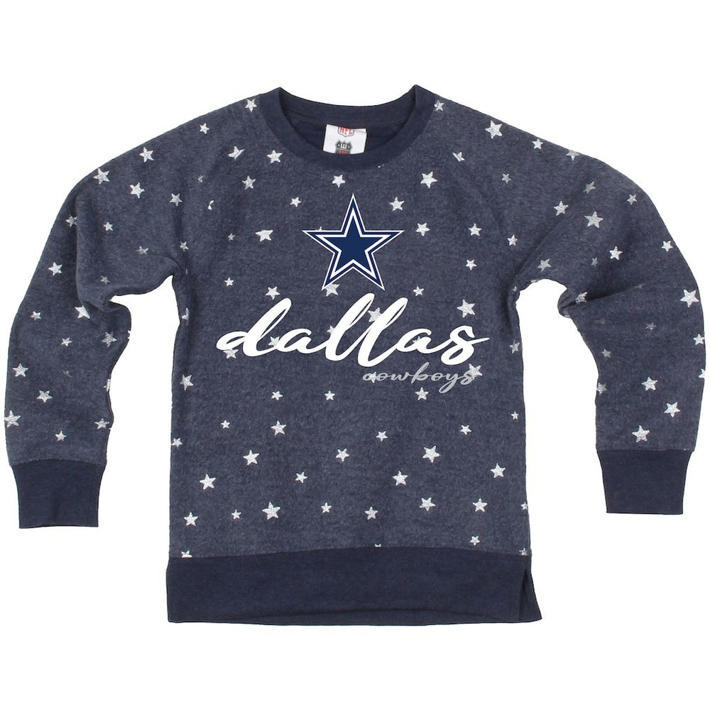 Dallas Cowboys Wes & Willy Girls Youth Shimmer Star Reverse Fleece Pullover Sweatshirt | NFL US