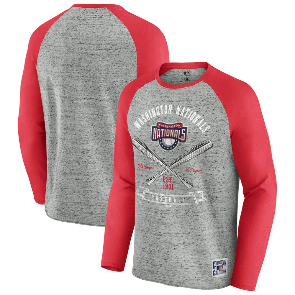 Washington Nationals Darius Rucker Collection by Fanatics Raw Edge Raglan Long Sleeve Baseball T-Shirt - MLB T-shirts