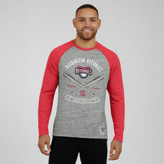 Washington Nationals Darius Rucker Collection by Fanatics Raw Edge Raglan Long Sleeve Baseball T-Shirt - MLB T-shirts