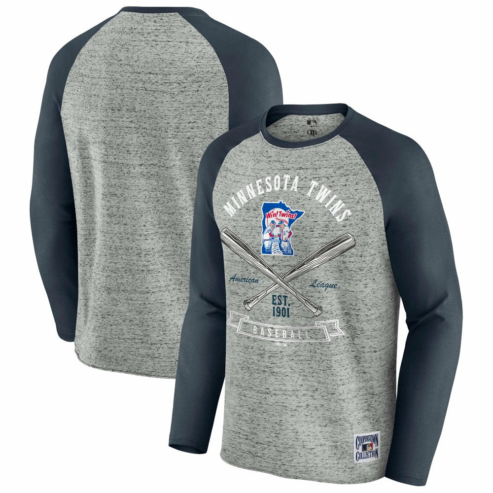 Minnesota Twins Darius Rucker Collection by Fanatics Raw Edge Raglan Long Sleeve Baseball T-Shirt - MLB T-shirts