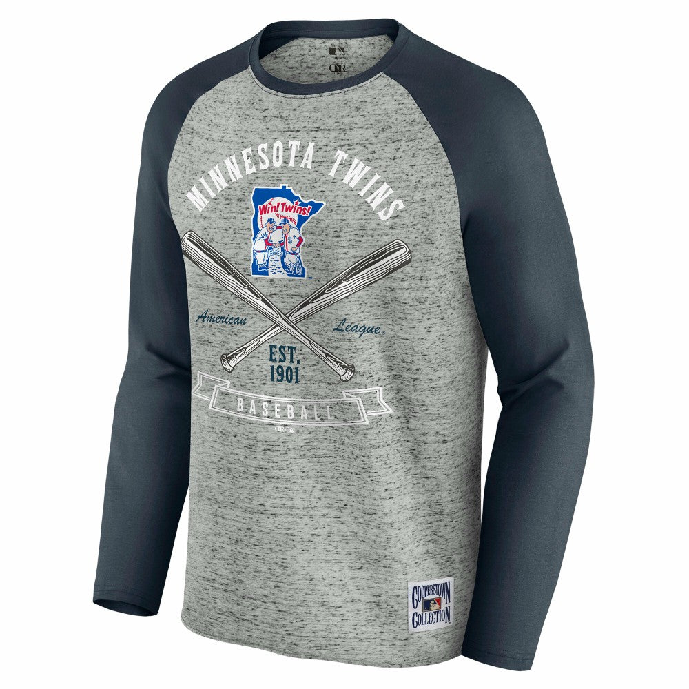Minnesota Twins Darius Rucker Collection by Fanatics Raw Edge Raglan Long Sleeve Baseball T-Shirt - MLB T-shirts