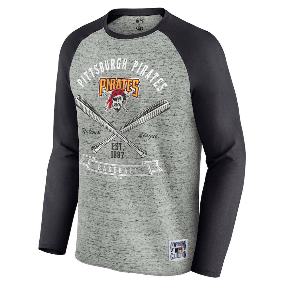 Pittsburgh Pirates Darius Rucker Collection by Fanatics Raw Edge Raglan Long Sleeve Baseball T-Shirt - MLB T-shirts