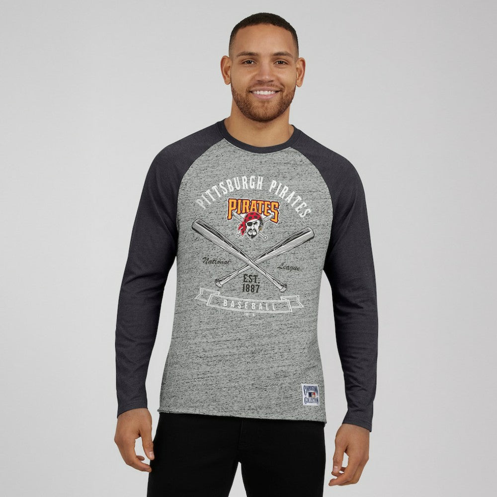 Pittsburgh Pirates Darius Rucker Collection by Fanatics Raw Edge Raglan Long Sleeve Baseball T-Shirt - MLB T-shirts