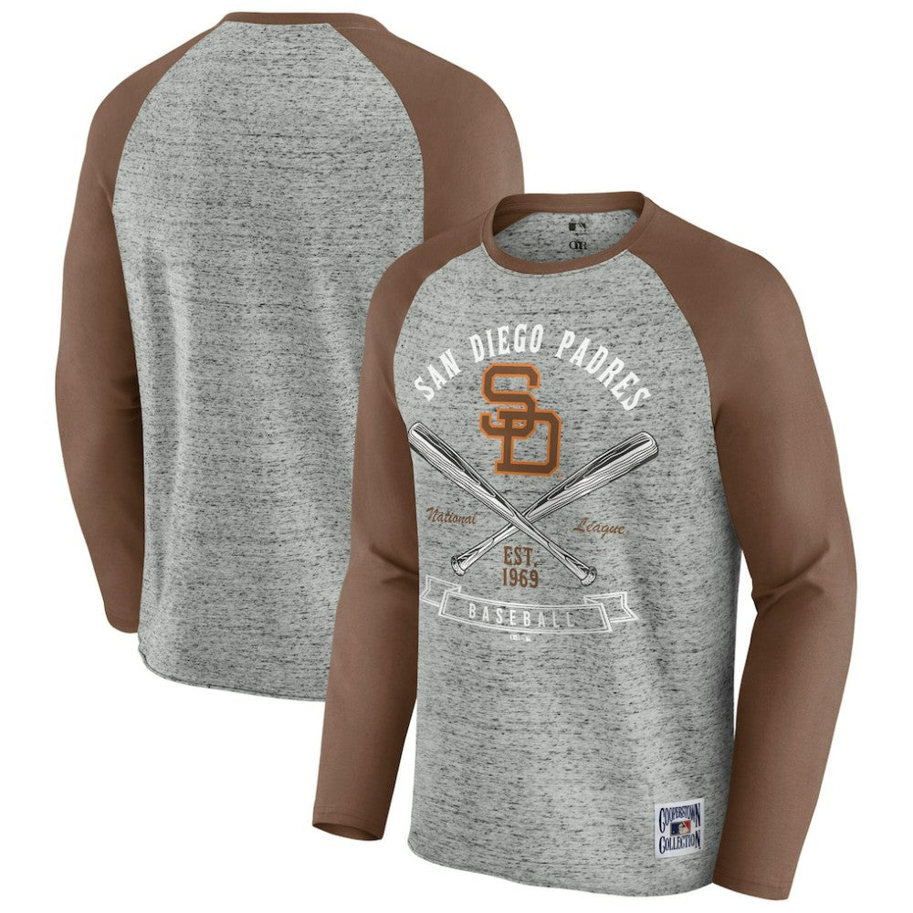 San Diego Padres Darius Rucker Collection by Fanatics Raw Edge Raglan Long Sleeve Baseball T-Shirt - MLB T-shirts