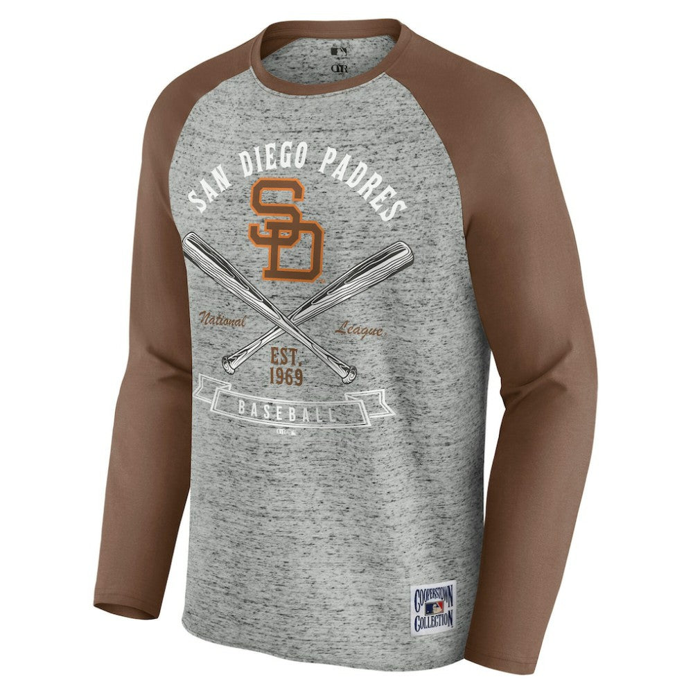 San Diego Padres Darius Rucker Collection by Fanatics Raw Edge Raglan Long Sleeve Baseball T-Shirt - MLB T-shirts