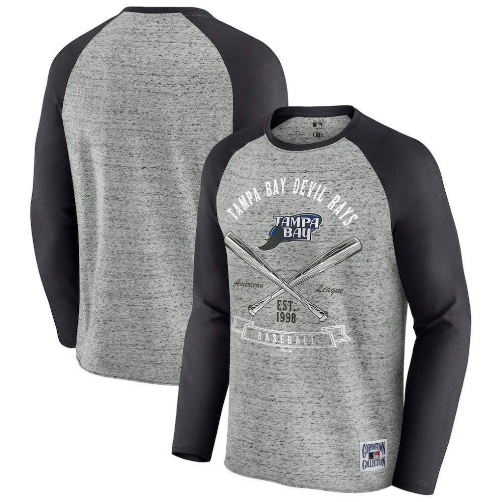 Tampa Bay Rays Darius Rucker Collection by Fanatics Raw Edge Raglan Long Sleeve Baseball T-Shirt - MLB T-shirts