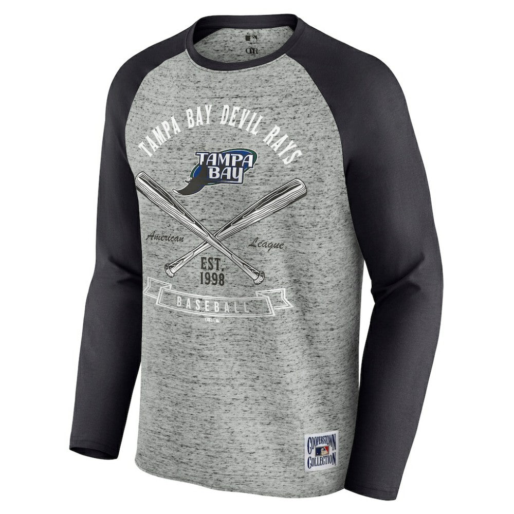 Tampa Bay Rays Darius Rucker Collection by Fanatics Raw Edge Raglan Long Sleeve Baseball T-Shirt - MLB T-shirts